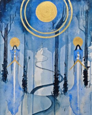 GATE TO PARADISE - Aquarelle et encre acrylique sur papier à grain fin