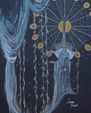 GRIMHILDE - Pastel et feutre doré sur papier noir